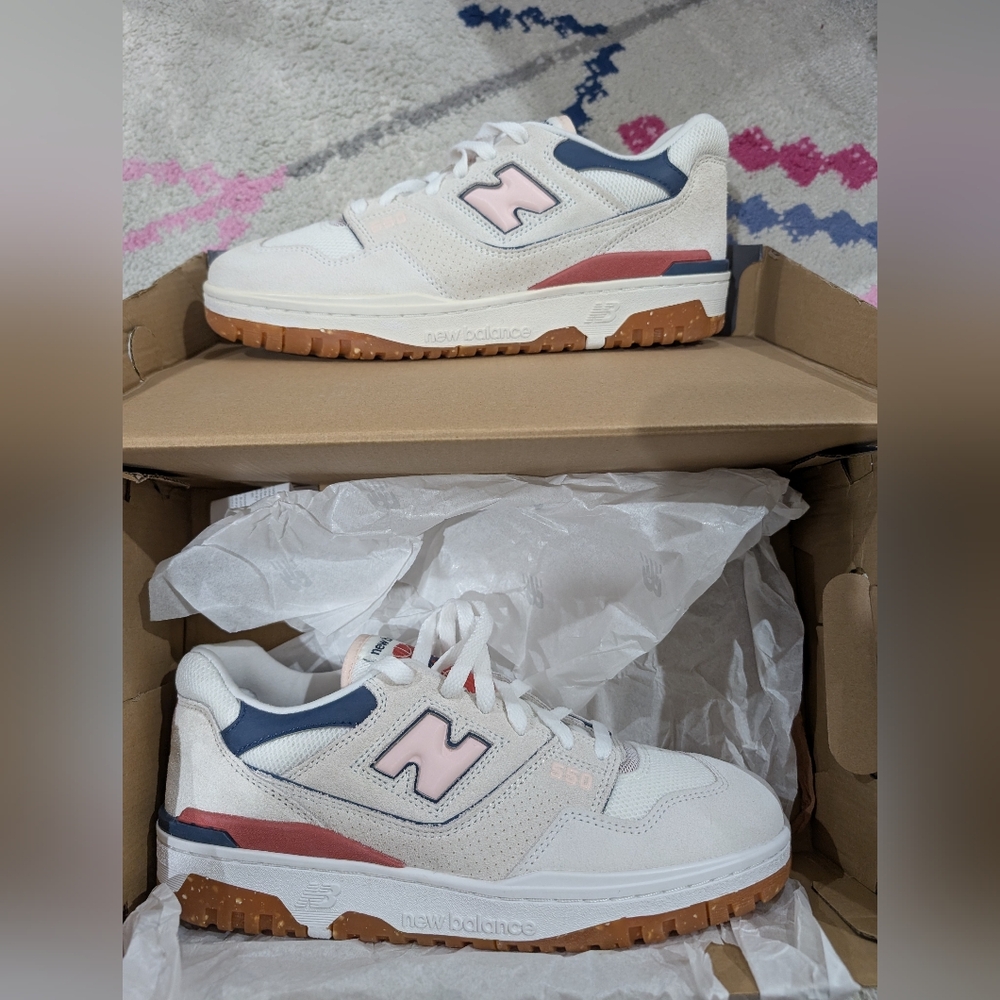 New Balance 550 - Women's Size 10 - Blanc Rose - Pink/White/Navy Blue - Gum Sole